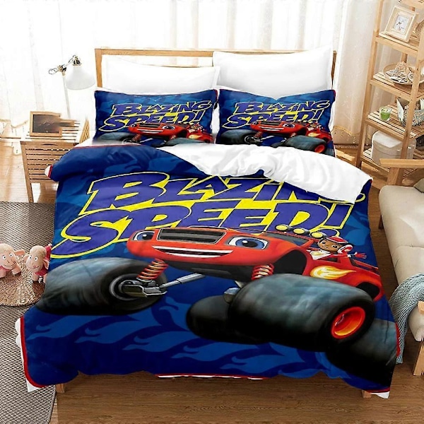 v2582 Lakanat Sarjakuva Blaze ja Monster Machines Nopeus Vuodevaatesetti Pojat Tytöt Yhden hengen parisänky Peittopussi Tyynyliina Sänky Lapset Aikuisten 3-osainen Vuodevaatesetti 135x200cm 53x78in