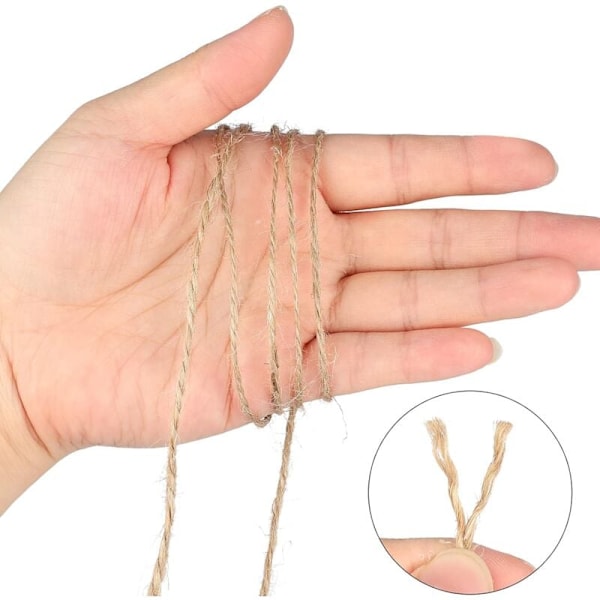 100m JUTE SNÖRE Naturligt rep Trädgårdssnöre Fint rep för Trädgårdsarbete Bröllopsdekoration, Kreativ konst DIY Presentförpackning