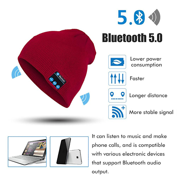 2024 Innovation Bluetooth Beanie Hat - Gjenladbar Beanie Hat med Innebygd Mikrofon og Stereohøyttalere - Varm Strikket Lue for Høst og Vinter