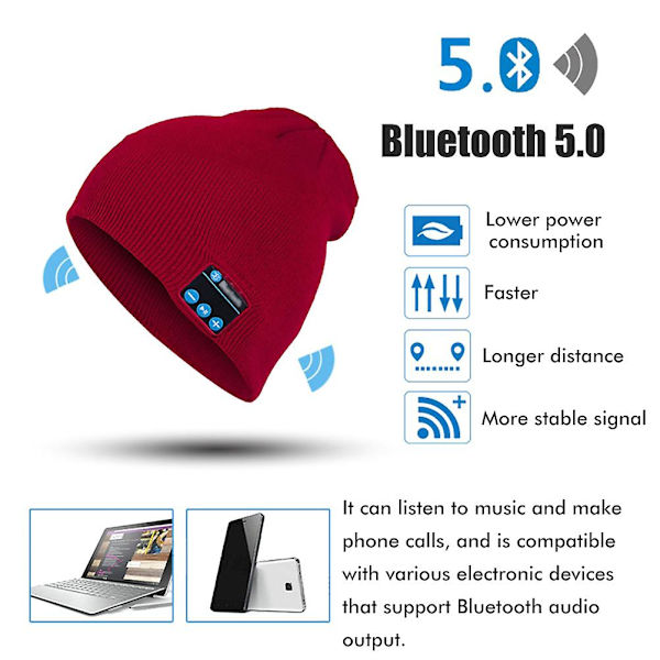 2024 Innovation Bluetooth Hue Hat Genopladelig Hue Hat med indbygget mikrofon Stereo Højttalere Efterår Vinter Varm Strikket Hue