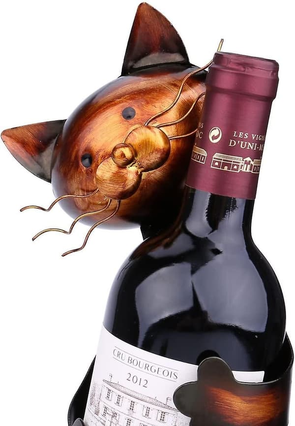 Kissa Viinipullonpidike Juomapullonpidike Metalliveistos