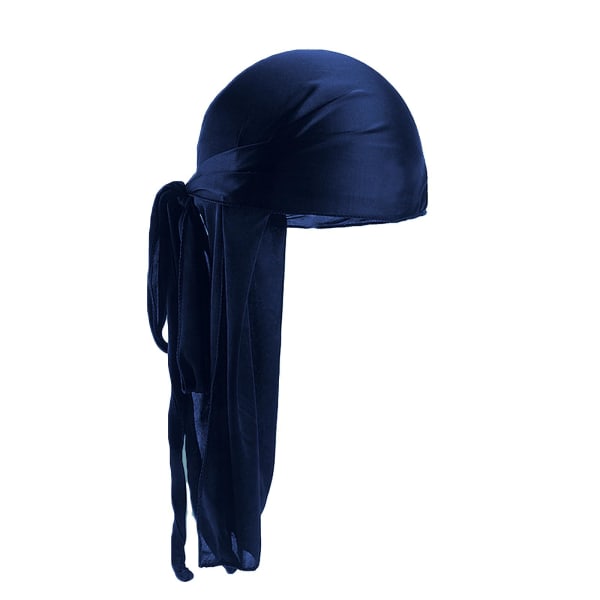 Silky Durag med lang hale for menn, pakke med Durags Do Rags for 360 Waves Navy blue