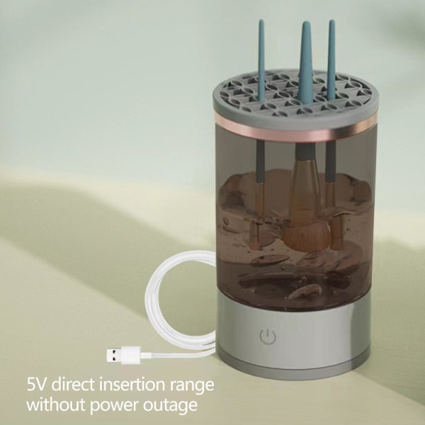 Elektrisk makeupbørste-renser, velegnet til forskellige størrelser af skønhedsbørster, hurtigtørrende værktøj grey
