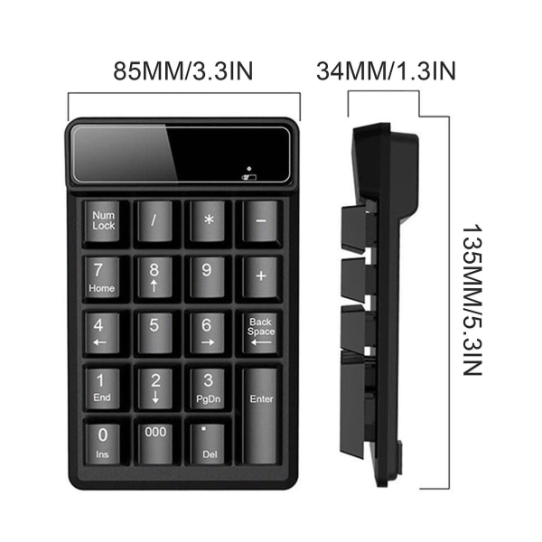 Bluetooth 4.0 Digitalt tastatur Nummer Num Pad 19 Taster Digitalt tastatur Bærbar til bærbar computer Notebook Tablets