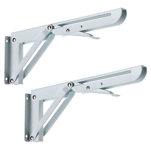 2pcs Folding Shelf Brackets - Heavy Duty Metal Collapsible Triangle Shelf Bracket, Diy Wall Mounted Folding Table Hinge, Space white