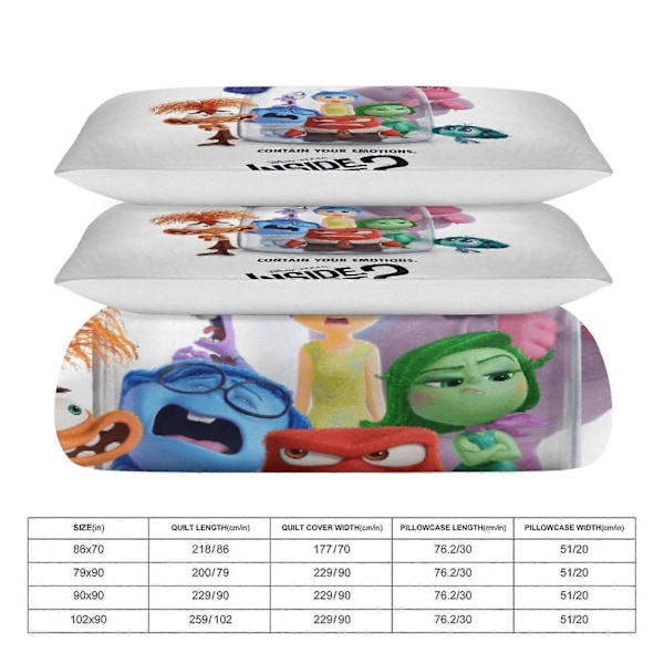 x170 Innsiden Ut 2 Dynetrekk Mikrofiber Sengesett 3D-Printet Lettvekt 3-Dels Dynesett, 1 Dynetrekk Og 2 Putetrekk for Barn Gutt 135x200cm 53x78in