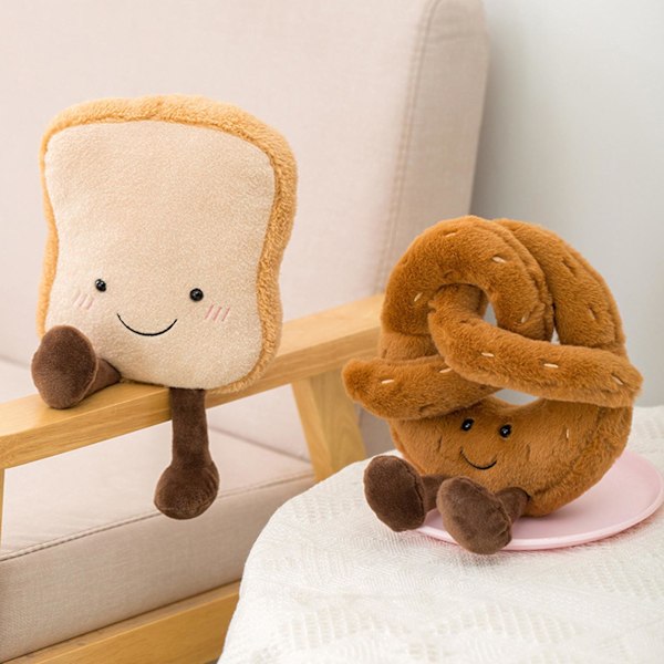 Simuleringsbröd Plyschkudde Mjuk Toastbröd Croissant Baguette Fylld Leksak Ländryggskram Nap Kudde Lång Remsa Plushie Cartoon Mat Kastkudde C