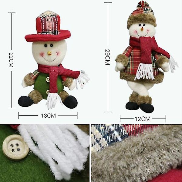 3 st juldekorationer med tomte, snögubbe och älg - Hängande prydnader, Stil: böjda fötter Senior