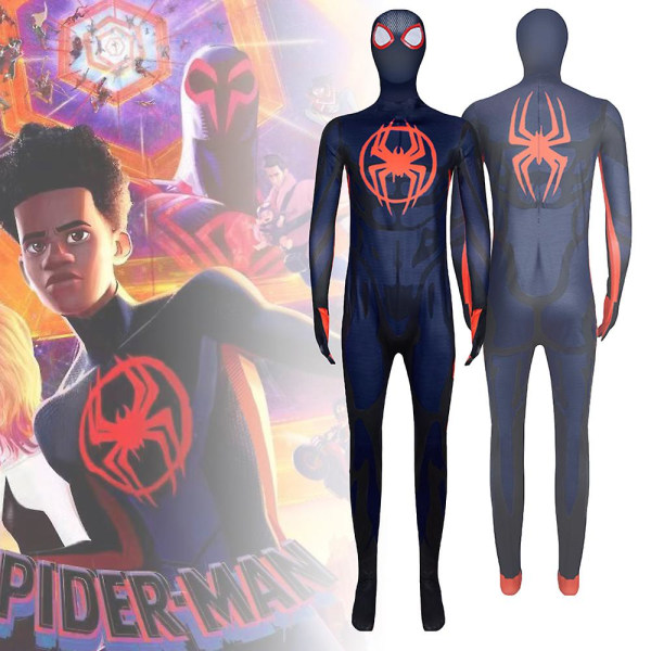 Spider-man Across The Spider-vers Cosplay-kostume til voksne, Spiderman Miles Morales Jumpsuits Halloween Party Fancy Dress 160