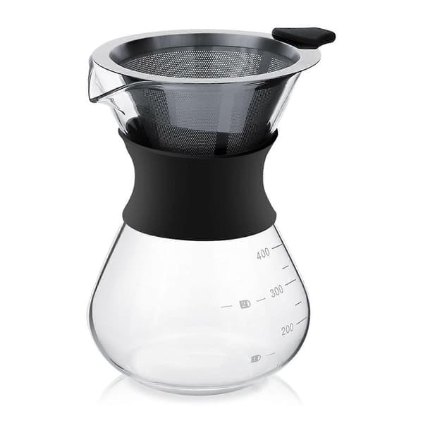 Manuel Håndbryg Kaffebrygger Glaskande med Rustfrit Stålfilter