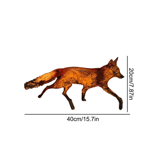 Hiipivä maalaismainen metalli kettu puutarhakoriste panokset, kettu rauta taide ulko pistokkeen puutarha koriste 40cm