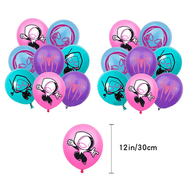 Ghost-spider Gwen Stacy Barnkalas Dekorationer Ballonger Banner Tårta Cupcake Toppers Set