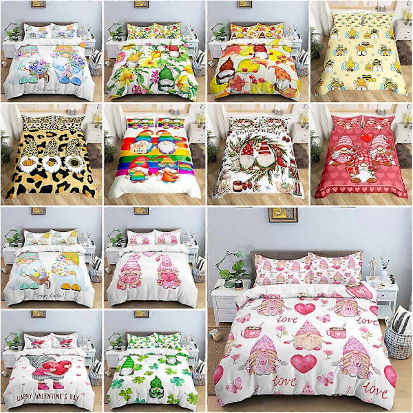 v5653 Sängkläder Tomte Blomma Mjukt Påslakanset Storlek Gåva Sängkläder IU5653 135x200cm 53x78in