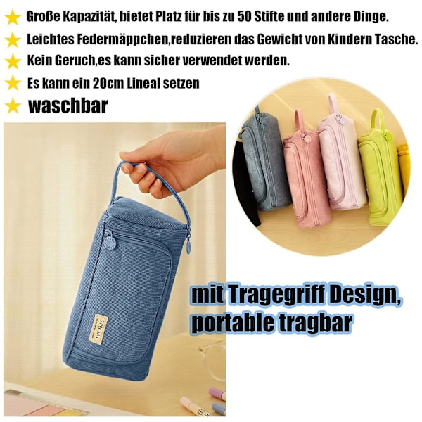 Pencil Case Girls Pencil Case Large Capacity Teenager Case Pens Pencil Case for School & Office Blue