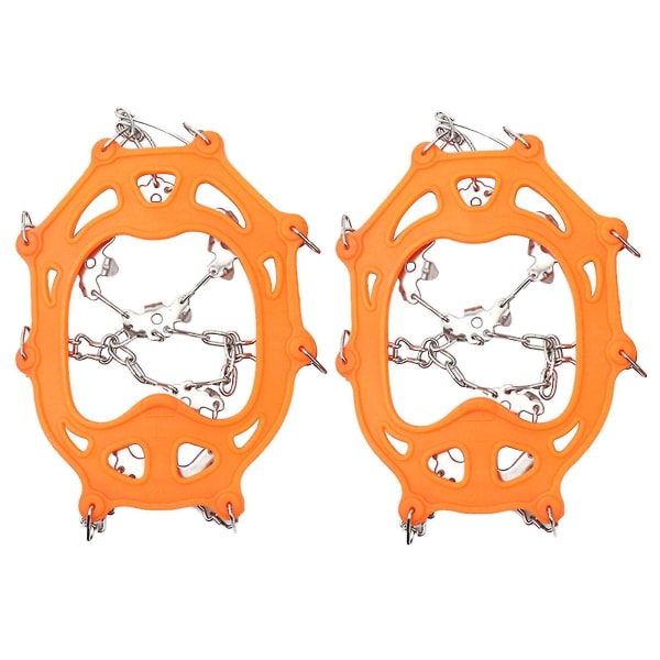 1 par Anti Slip 19 Pigg Ice Cleat Crampon Sko Trekk Orange L