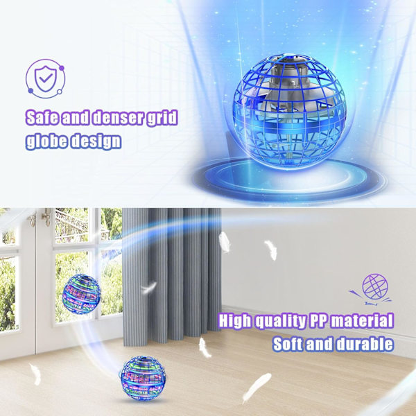 Flygende Orb Ball 2023 spinnende ball svevende ball roterende flygende ball fingertupp lysende svevende topp vanndråpe bl?/blå