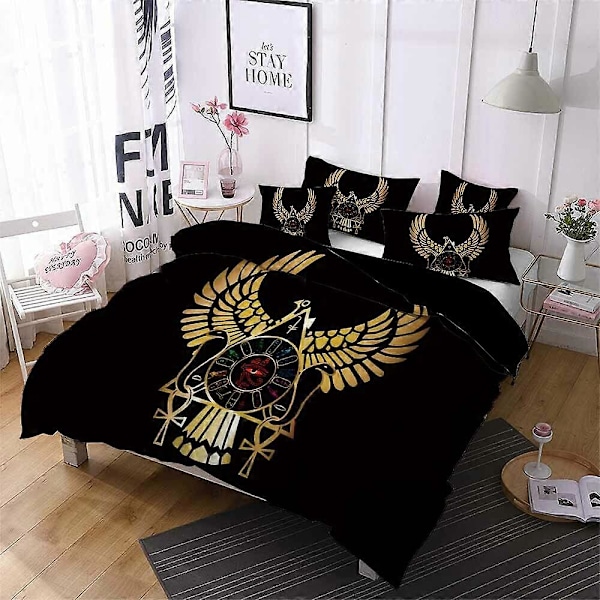 v4715 Sängkläder Forntida Egyptisk Örn Pojkar Män Sängkläder Svart Horus Öga Påslakanset Sängkläder IU4715 135x200cm 53x78in