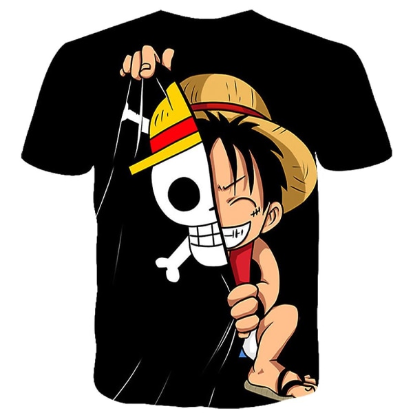 Mænds One Piece Monkey D Luffy trykte T-shirts med rund hals og korte ærmer til sommeren M