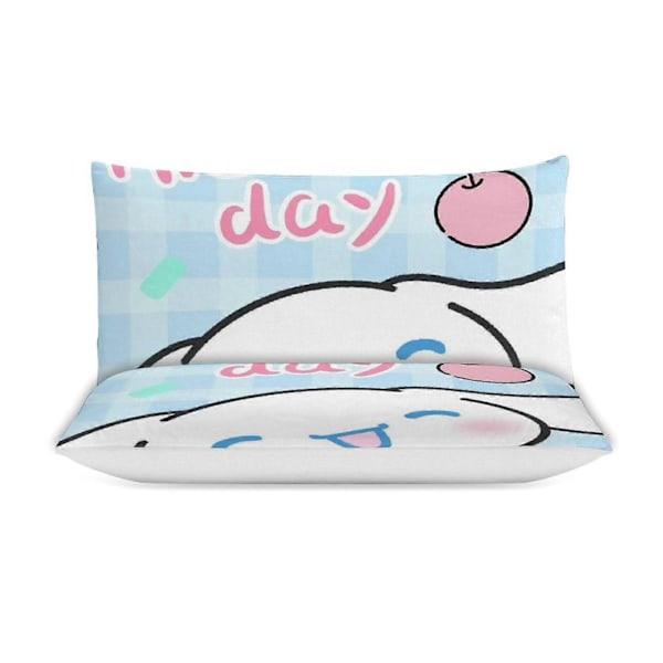 v373 Cinnamoroll 3-delars Bäddset för Enkelsäng - Inkluderar 1 Enkeltäcke och 2 Örngott - Färgbeständig Mikrofiber - Cinnamoroll io373 135x200cm 53x78in