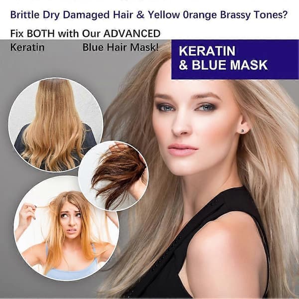 KERATIN & Blå Hårmaske Fjerner Gule og Ændrer Toner Messing R5U2 white 1pcs