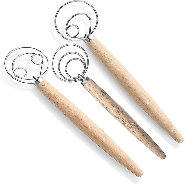 Danish Dough Whisk Bread Mixer,3 Pcs Stainless Steel Dutch Whisk For Cake Dessert Bread Pizza Pastr