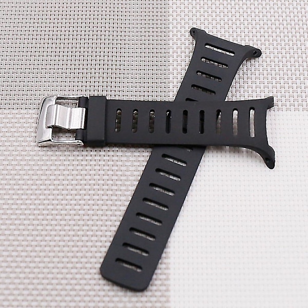 Myk gummirem for Suunto T1 T1c T3 T3c T3d T4c T4d T-serie smartklokke, med metallspenne og skrutrekkere Black