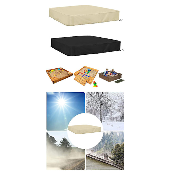 Sandlådeskydd Vattentätt Dammtätt UV-skydd Fyrkantigt Poolskydd med Dragsko för Sandlåda, Leksaker och Möbler db Svart{F2} Svart Black Black 150*150cm