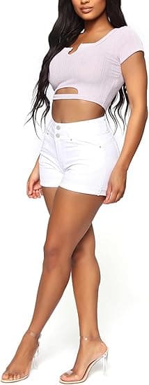 Højtaljede denimshorts til kvinder