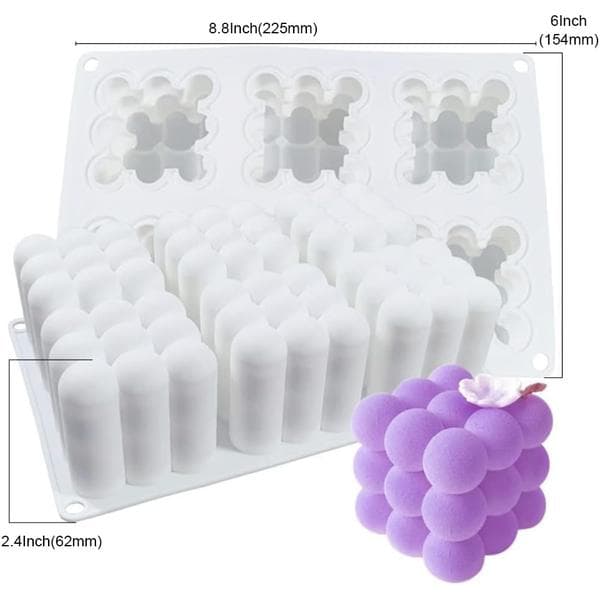 Boblelysformer, 6-hulls Rubiks kube silikonformer, DIY-former for kreative bakemousser.