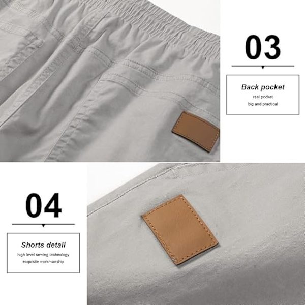 Herr Casual Shorts Bomull Dragsko Sommar Strand Stretch Twill Chino Korta Byxor L Gray