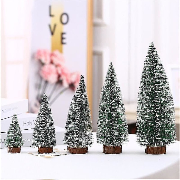 Skrivebord mini juletræ med lyse miniature fyrretræer Sisal træer med træ base juletræ sæt bordplade træer