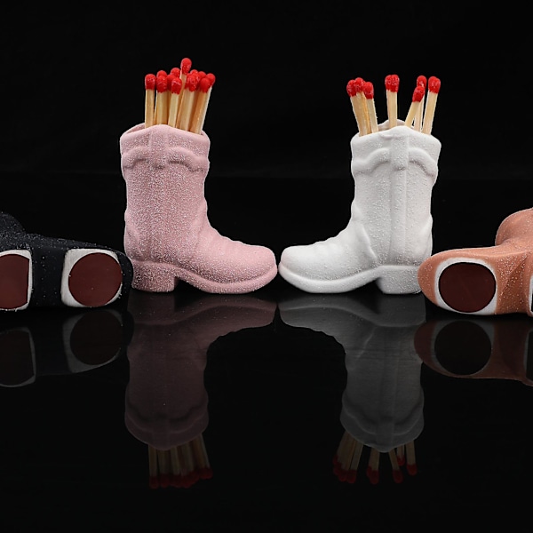 Cowboy Boot Tändsticksställ - Tändsticksställ Med Tändare - Badrum Tändsticksställ - Cowboy Boot Dekor Cowgirl - Mycket Söt Dekoration För Inredning White