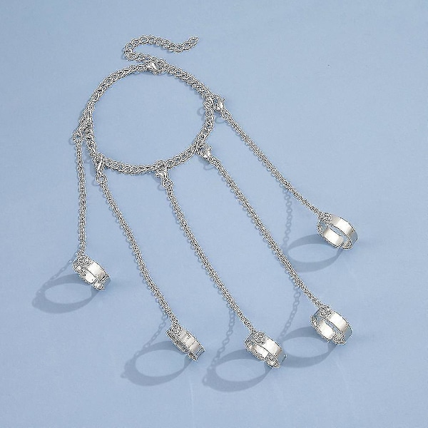 Ghyt Punk Kjede Duskkjede Armbånd Med Slave Finger Ringer Gotisk Kjede Håndsele Hip Hop Ringer Håndkjede Kurapika Kjede Armbånd For Kvinner Jenter Tw