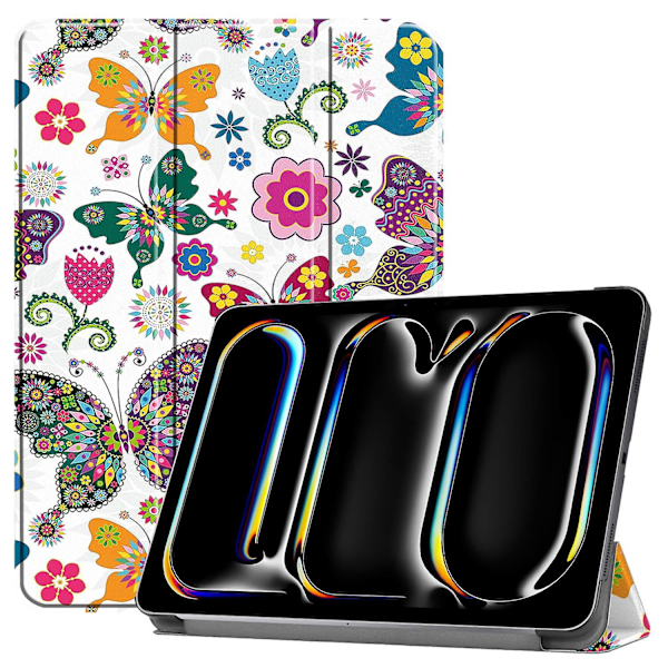 Fodral för iPad Pro 11 (2024) - Trivikt Stativ PU Läder Mönster Smart Surfplatta Skydd - Multicolor Butterflies