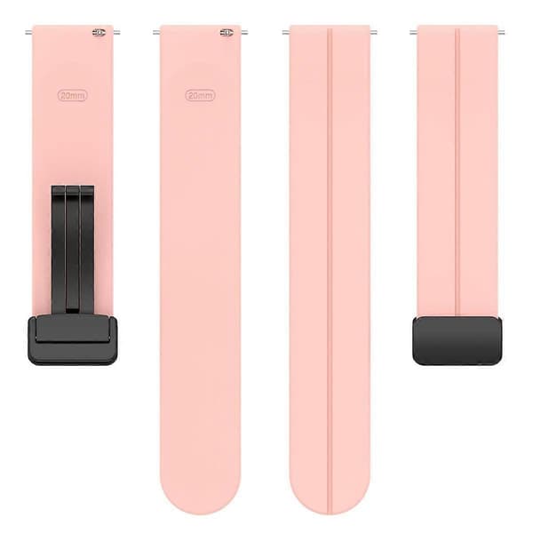 xDfind Flat Head Groove Folding Black Buckle Silikon Klockarmband Light Pink 22mm