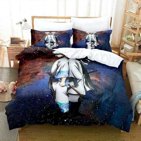 v49 Sengelinned Trykt Gintama Sengesæt Anime Gintoki Sakata Dynebetræk Dobbelt Twin Full Queen King Voksen Børn Sengetøj Quilt Betræk 3-Delt Seng 135x200cm 53x78in