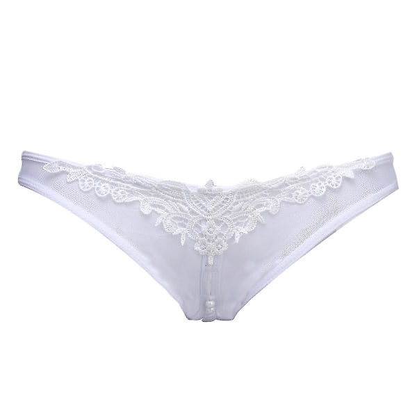 Pearl Open Crotch Mesh Briefs Erotisk Lingeri Sex Underwear til Kvinder (sort) White