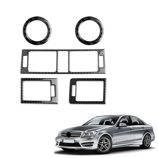 5 stk. Karbonfiber Interiørkonsoll Dashbord Ventilbeskyttelse for C- W204 2007-2013