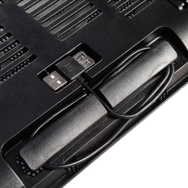 Metallpanel Dobbeltblæser Notebook Køler Høj Hastighed Stille Laptop Køleplade Slank Stativholder til 14 Tommer PC Computer Sort