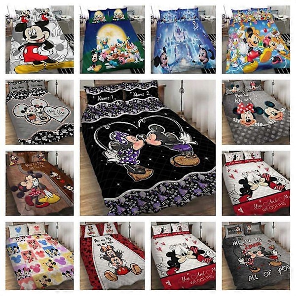 v759 Sängkläder Mickey Mouse Sängset Mjukt Örngott Set Sovrumsinredning Present 3-delat Sängset (1 Påslakan + 2 Örngott) y759 135x200cm 53x78in