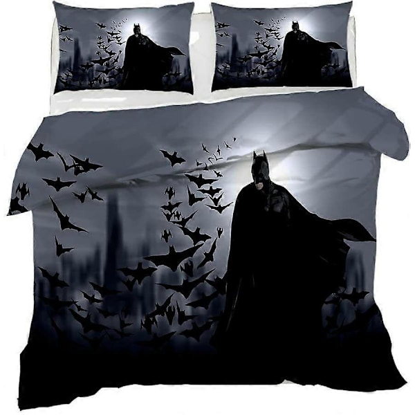 v5342 Lakanat Supersankari Batman Kuviollinen Vuodevaatesetti 3 KPL Pussilakana Tyynyliina KOKO Lakanat IU5342 135x200cm 53x78in