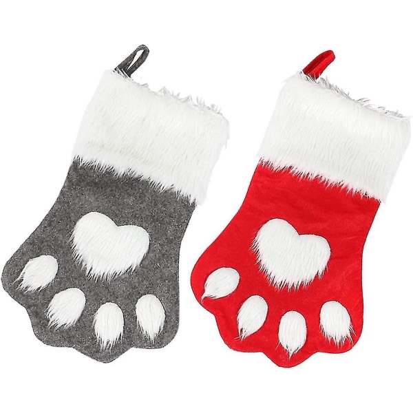2 stk Rutete Henge Julehund Strømpe for Julepynt
