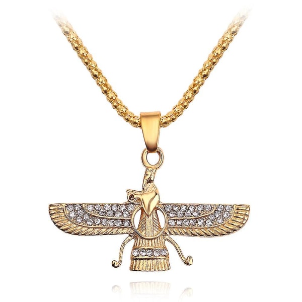 Guldfärg Zoroastrian Farvahar Wing Halsbandshänge - Legering Zoroastrianism Persiska Achaemenian Smycken Halsband för män