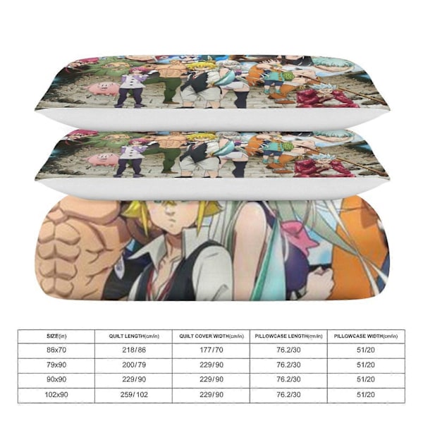 x188 The Seven Deadly Sins 3-delt sengesett Varmt og komfortabelt mykt dynetrekk sengesett med 1 dynetrekk og 2 putetrekk for soverom b188 200x200cm 78x78in