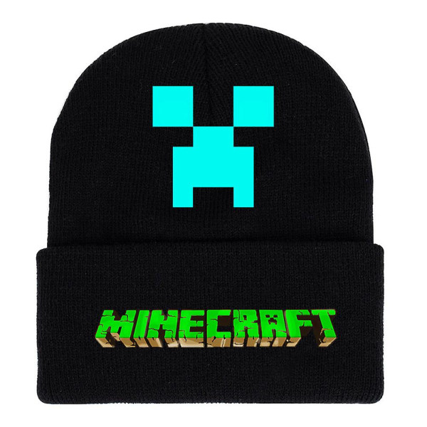 Minecraft Print Stickad Beanie Hat Casual Skull Hat Ski Skateboard Cap för unisex män kvinnor A