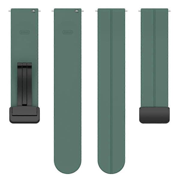 xDfind Flat Head Groove Folding Black Buckle Silikon Klockarmband Pine Green 20mm