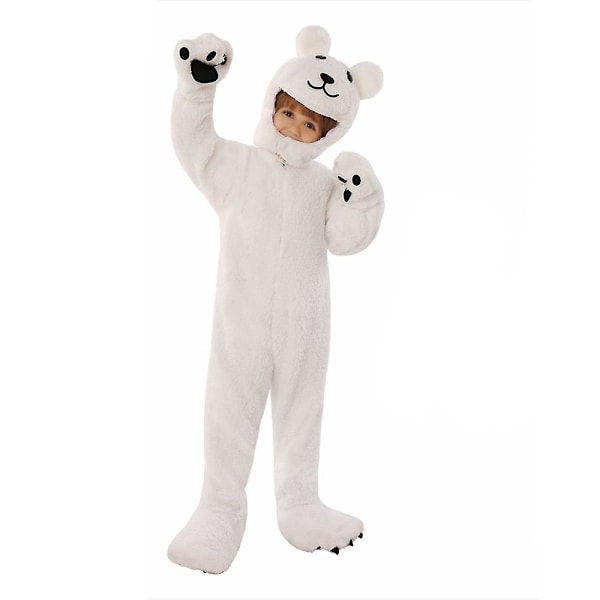 Arktisk isbjørnekostume til børn Dyrebjørnejumpsuit Halloween-kostume Lille hvid bjørn Cosplay Bedste valg XL (135-145cm)