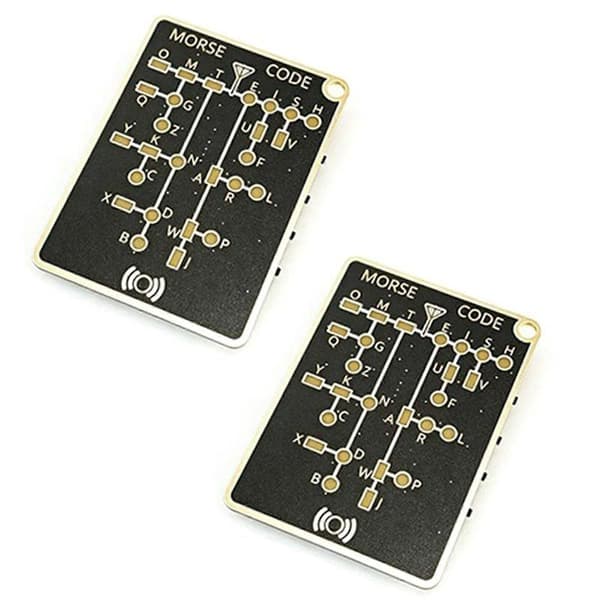 Bärbar LED Morse Code Trainer Card, Interaktiv Morse Code Avkodare EDC Pocket Survival Learning Tool 2pcs