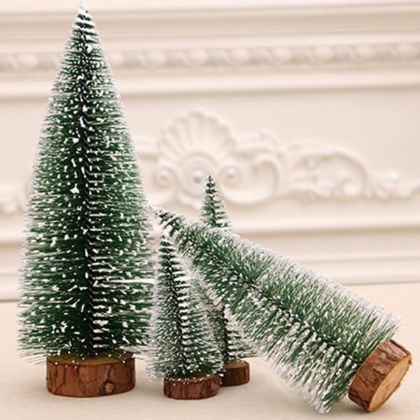 Juldekoration Realistiskt utseende träbas Blekningsbeständig livlig färg 5 stilar Högsimulering konstgjord minijulgran Hemtillbehör B