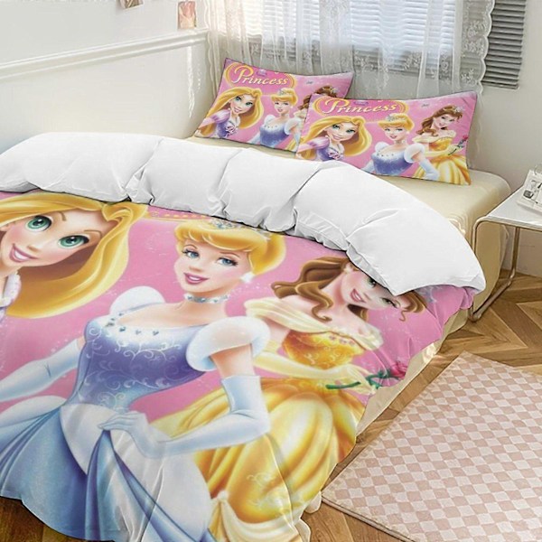 v177 Sarjakuva prinsessa 3-osainen vuodevaatesetti 1 peittopussi + 2 tyynyliinaa lapsille pojille tytöille aikuisille sarjakuva lämmin söpö muoti loma lahja hn177 135x200cm 53x78in